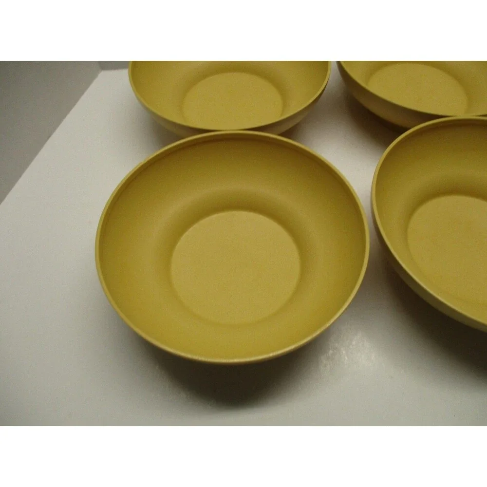 Vintage Tupperware Salad/Cereal Bowls 890 Harvest Gold Yellow Set of 4 VERY NICE